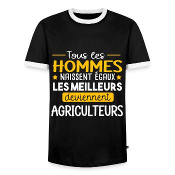 Agriculteur Agriculture Fermier Humour Fête Pères - T-shirt contrasté Homme - noir/blanc - Devant - AI Model Female 172 light (172cm) & AI Model Male 178 light (178cm)