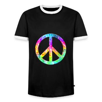 Flower Power Peace Hippie Love 60s 70s Peace coloré - T-shirt contrasté Homme - noir/blanc - Devant - AI Model Female 172 light (172cm) & AI Model Male 178 light (178cm)