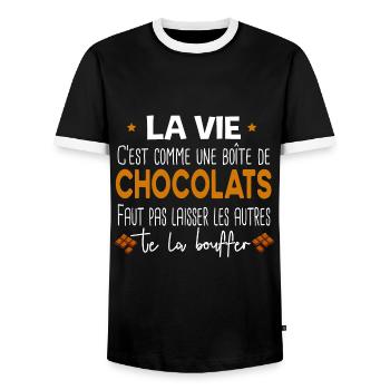 Chocolat Gâteau Gourmand Humour Régime Cadeau - T-shirt contrasté Homme - noir/blanc - Devant - AI Model Female 172 light (172cm) & AI Model Male 178 light (178cm)