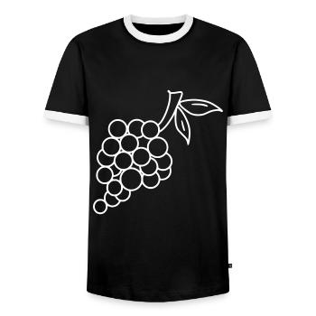 Grape Emoji Fruit Sticker Sketch White - Men's Ringer Shirt - black/white - Front - AI Model Female 172 light (172cm) & AI Model Male 178 light (178cm)