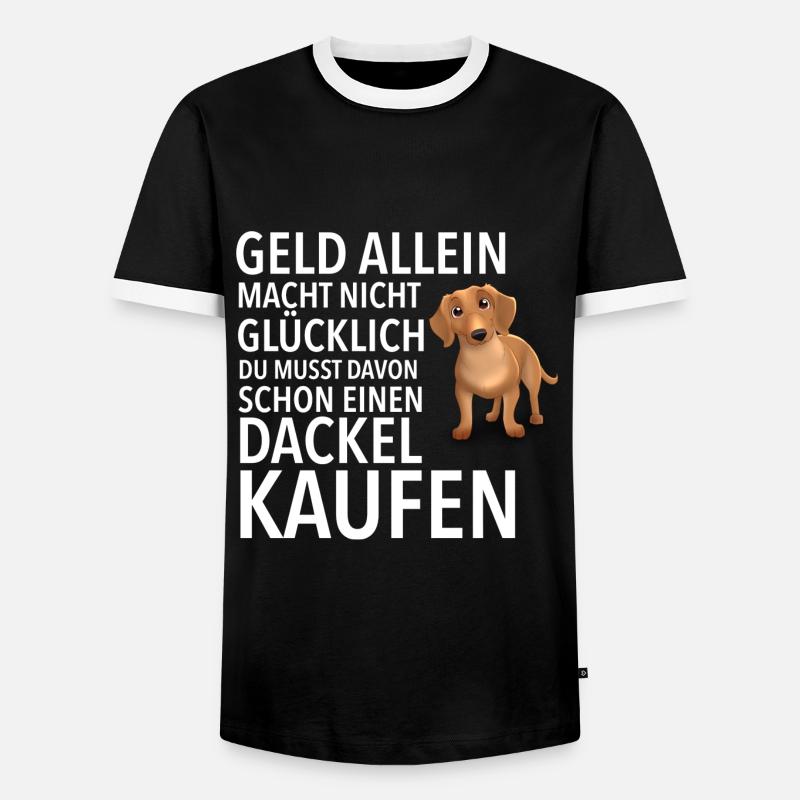 Dackel Glücklich - Dackel - Männer Kontrast-T-Shirt - Schwarz/Weiß