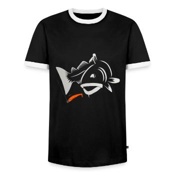 Pêche à la morue - T-shirt contrasté Homme - noir/blanc - Devant - AI Model Female 172 light (172cm) & AI Model Male 178 light (178cm)