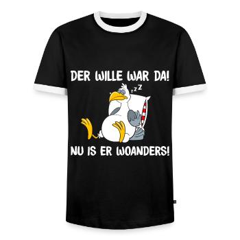 Der Wille war da - Männer Kontrast-T-Shirt - Schwarz/Weiß - Vorne - AI Model Female 172 light (172cm) & AI Model Male 178 light (178cm)