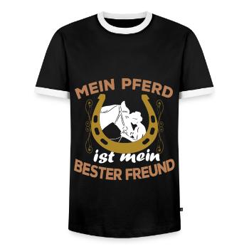 Mein Pferd ist mein bester Freund Spruch Reiten - Männer Kontrast-T-Shirt - Schwarz/Weiß - Vorne - AI Model Female 172 light (172cm) & AI Model Male 178 light (178cm)
