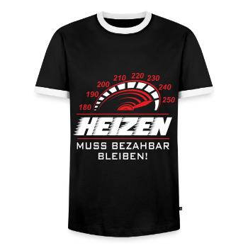 Heizen muss bezahlbar bleiben - Männer Kontrast-T-Shirt - Schwarz/Weiß - Vorne - AI Model Female 172 light (172cm) & AI Model Male 178 light (178cm)