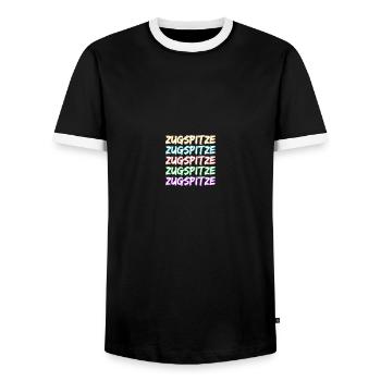 Climbing Zugspitze - Men's Ringer Shirt - black/white - Front - AI Model Female 172 light (172cm) & AI Model Male 178 light (178cm)