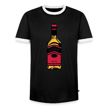 Whiskey Bottle - Men's Ringer Shirt - black/white - Front - AI Model Female 172 light (172cm) & AI Model Male 178 light (178cm)