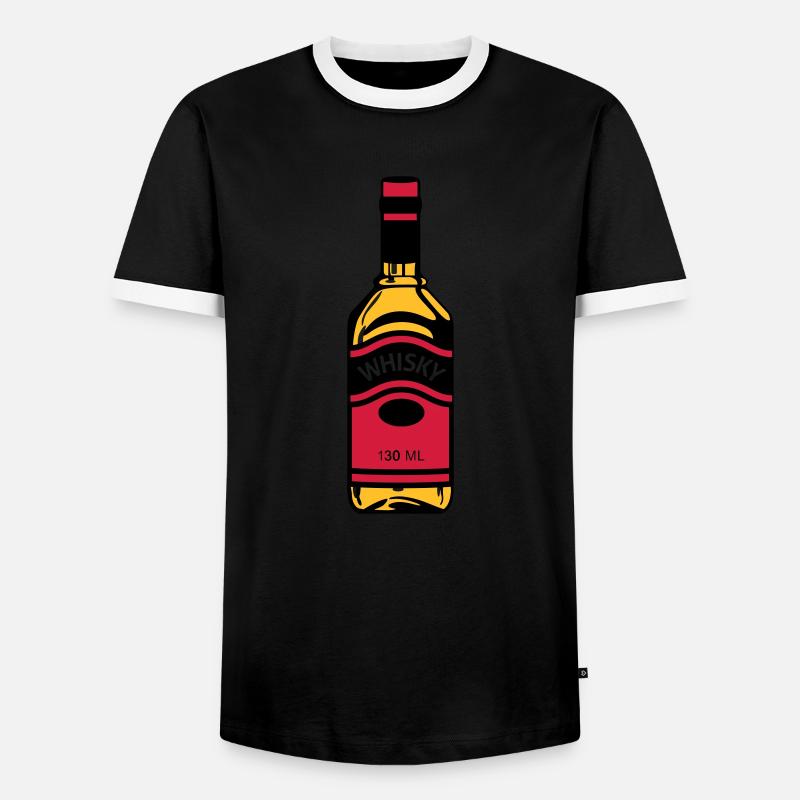 Whiskey Bottle - Men's Ringer Shirt - black/white
