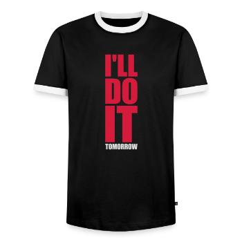 Citation de Do It Tomorrow - T-shirt contrasté Homme - noir/blanc - Devant - AI Model Female 172 light (172cm) & AI Model Male 178 light (178cm)