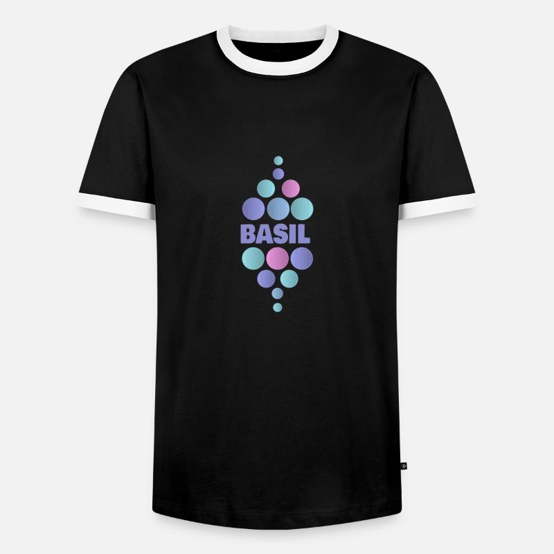 First name Basil - Men's Ringer Shirt - black/white