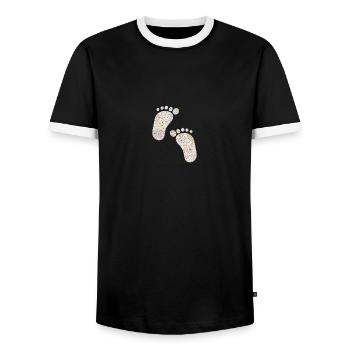 feet - Men's Ringer Shirt - black/white - Front - AI Model Female 172 light (172cm) & AI Model Male 178 light (178cm)