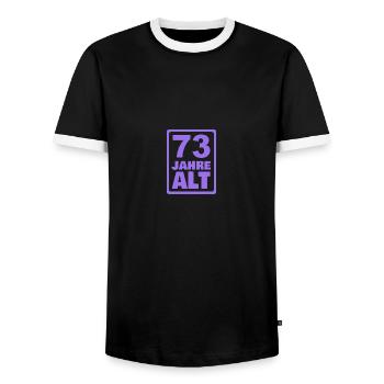73 - Men's Ringer Shirt - black/white - Front - AI Model Female 172 light (172cm) & AI Model Male 178 light (178cm)