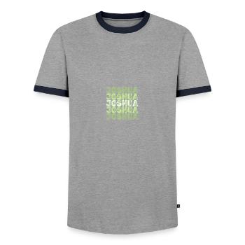 Gift for Joshua - Men's Ringer Shirt - grey/navy  - Front - AI Model Female 172 light (172cm) & AI Model Male 178 light (178cm)