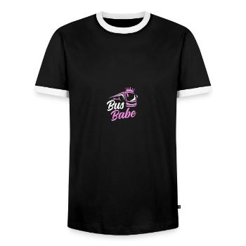 Bus driver Bus drivers Gift - Men's Ringer Shirt - black/white - Front - AI Model Female 172 light (172cm) & AI Model Male 178 light (178cm)