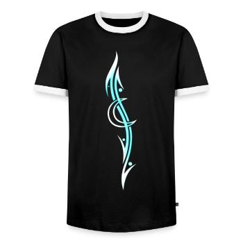 Moon Tribal Tattoo - Men's Ringer Shirt - black/white - Front - AI Model Female 172 light (172cm) & AI Model Male 178 light (178cm)