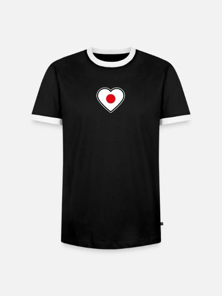 japan flagge herz - Männer Kontrast-T-Shirt - Schwarz/Weiß