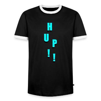 HUP!! - Männer Kontrast-T-Shirt - Schwarz/Weiß - Vorne - AI Model Female 172 light (172cm) & AI Model Male 178 light (178cm)