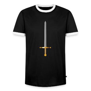 Knight Knight Sword Swords Armor184 - Men's Ringer Shirt - black/white - Front - AI Model Female 172 light (172cm) & AI Model Male 178 light (178cm)