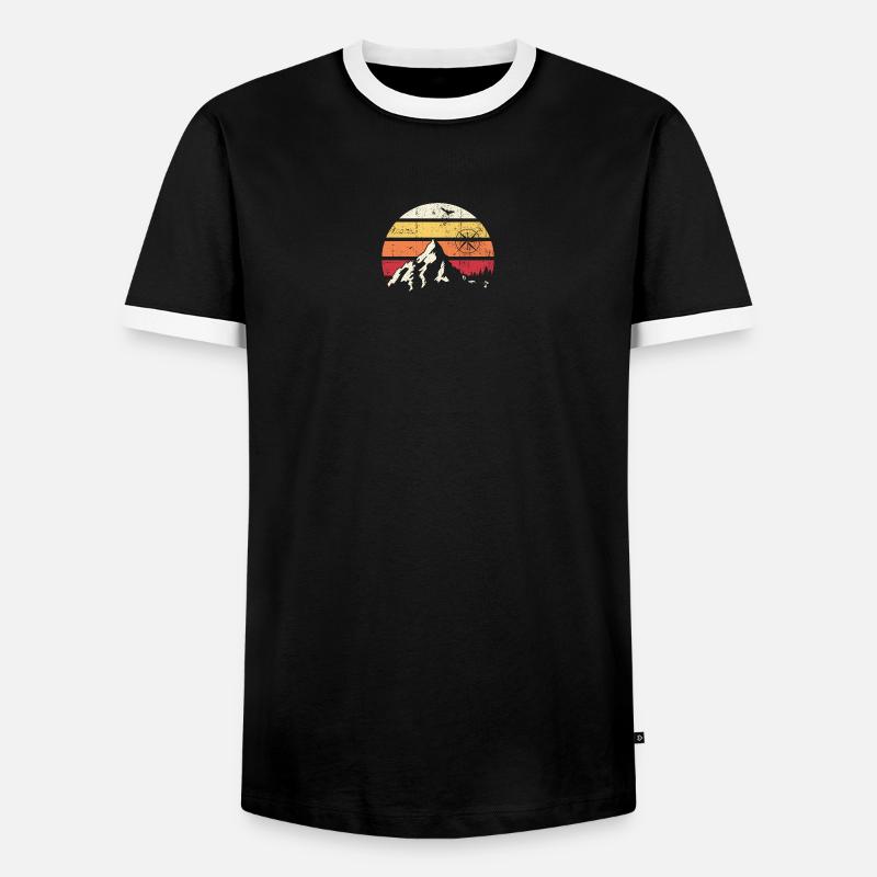 Alpine Sunset Compass - Men's Ringer Shirt - black/white