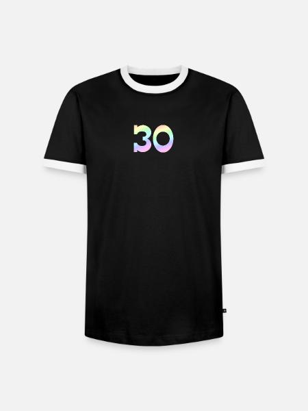 feiern, 30 pastell Verlauf - Männer Kontrast-T-Shirt - Schwarz/Weiß