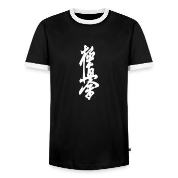 Kyokushinkai Logo - Men's Ringer Shirt - black/white - Front - AI Model Female 172 light (172cm) & AI Model Male 178 light (178cm)