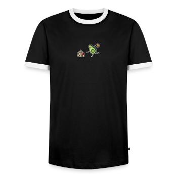 Lustige Avocado Bowling, Bowler, kegeln, Kegler - Männer Kontrast-T-Shirt - Schwarz/Weiß - Vorne - AI Model Female 172 light (172cm) & AI Model Male 178 light (178cm)