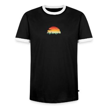 Lebendige Skyline bei Sonnenuntergang - Männer Kontrast-T-Shirt - Schwarz/Weiß - Vorne - AI Model Female 172 light (172cm) & AI Model Male 178 light (178cm)