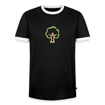 baum - Männer Kontrast-T-Shirt - Schwarz/Weiß - Vorne - AI Model Female 172 light (172cm) & AI Model Male 178 light (178cm)