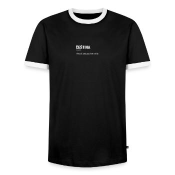 CESTINA Tschechisch Tschechien - Männer Kontrast-T-Shirt - Schwarz/Weiß - Vorne - AI Model Female 172 light (172cm) & AI Model Male 178 light (178cm)