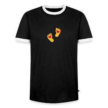 baby - Men's Ringer Shirt - black/white - Front - AI Model Female 172 light (172cm) & AI Model Male 178 light (178cm)