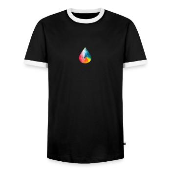 Happy Rain - Männer Kontrast-T-Shirt - Schwarz/Weiß - Vorne - AI Model Female 172 light (172cm) & AI Model Male 178 light (178cm)