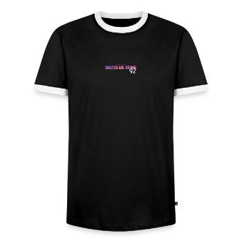 Hauts Seine Skyline Gradient 92 - Men's Ringer Shirt - black/white - Front - AI Model Female 172 light (172cm) & AI Model Male 178 light (178cm)