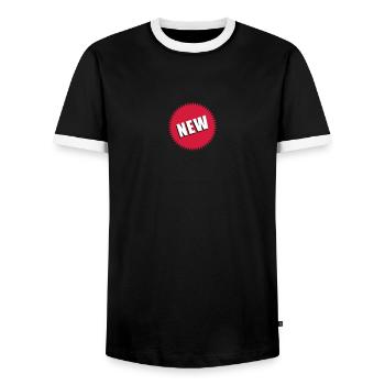 new_3c - Men's Ringer Shirt - black/white - Front - AI Model Female 172 light (172cm) & AI Model Male 178 light (178cm)