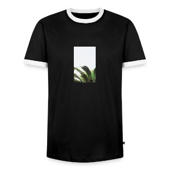 palm trees - Men's Ringer Shirt - black/white - Front - AI Model Female 172 light (172cm) & AI Model Male 178 light (178cm)