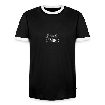 music - Men's Ringer Shirt - black/white - Front - AI Model Female 172 light (172cm) & AI Model Male 178 light (178cm)
