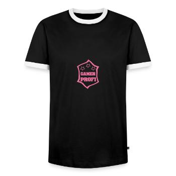 Occupation: Gamer - Men's Ringer Shirt - black/white - Front - AI Model Female 172 light (172cm) & AI Model Male 178 light (178cm)