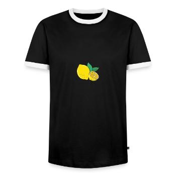 Lemon Time - lemon - Men's Ringer Shirt - black/white - Front - AI Model Female 172 light (172cm) & AI Model Male 178 light (178cm)