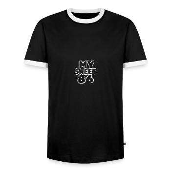 Süß 86 - Männer Kontrast-T-Shirt - Schwarz/Weiß - Vorne - AI Model Female 172 light (172cm) & AI Model Male 178 light (178cm)