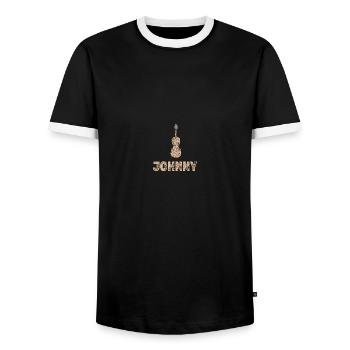 Gift for Johnny - Men's Ringer Shirt - black/white - Front - AI Model Female 172 light (172cm) & AI Model Male 178 light (178cm)