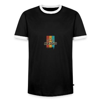 Cadeau pour Alessio - T-shirt contrasté Homme - noir/blanc - Devant - AI Model Female 172 light (172cm) & AI Model Male 178 light (178cm)