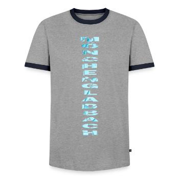 Mönchengladbach Germany City Font Skyline - Men's Ringer Shirt - grey/navy  - Front - AI Model Female 172 light (172cm) & AI Model Male 178 light (178cm)
