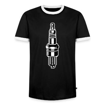 Zündkerze - Motor - Auto - Werkstatt - Motorrad - Männer Kontrast-T-Shirt - Schwarz/Weiß - Vorne - AI Model Female 172 light (172cm) & AI Model Male 178 light (178cm)