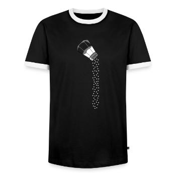 Falling salt design - Men's Ringer Shirt - black/white - Front - AI Model Female 172 light (172cm) & AI Model Male 178 light (178cm)