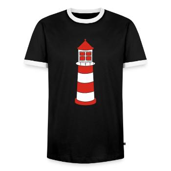 Red Lighthouse - Men's Ringer Shirt - black/white - Front - AI Model Female 172 light (172cm) & AI Model Male 178 light (178cm)