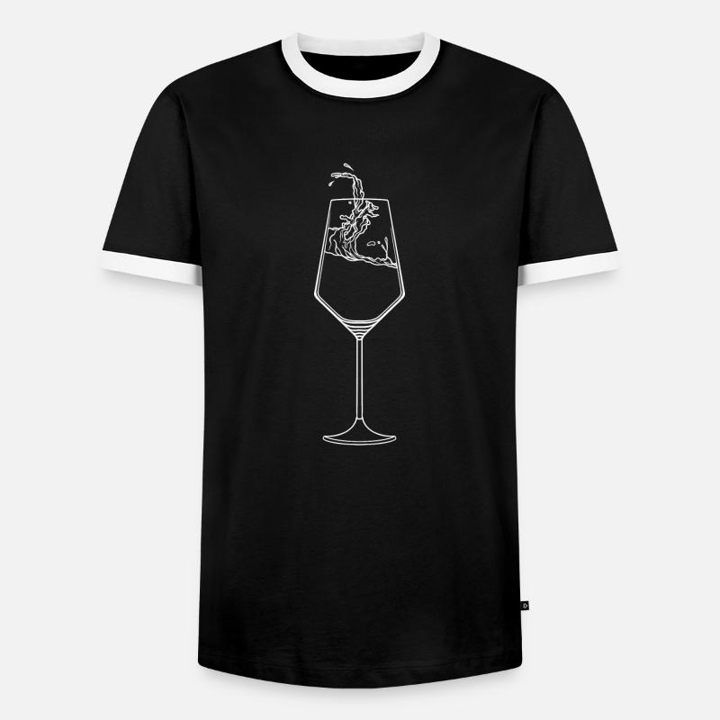 Weinglas mit Wein - Männer Kontrast-T-Shirt - Schwarz/Weiß