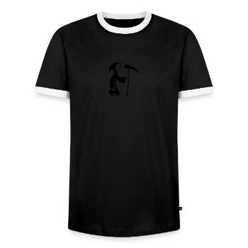 Death with Scythe comic cartoon - Men's Ringer Shirt - black/white - Front - AI Model Female 172 light (172cm) & AI Model Male 178 light (178cm)