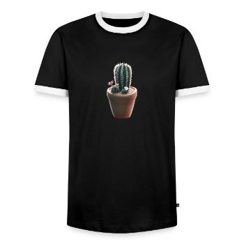 Cactus plant - Realism - Men's Ringer Shirt - black/white - Front - AI Model Female 172 light (172cm) & AI Model Male 178 light (178cm)