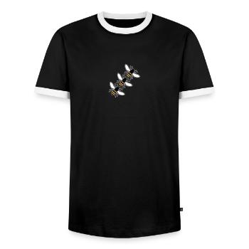 Bienen fliegen - Männer Kontrast-T-Shirt - Schwarz/Weiß - Vorne - AI Model Female 172 light (172cm) & AI Model Male 178 light (178cm)