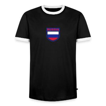 russia_emblem - T-shirt contrasté Homme - noir/blanc - Devant - AI Model Female 172 light (172cm) & AI Model Male 178 light (178cm)