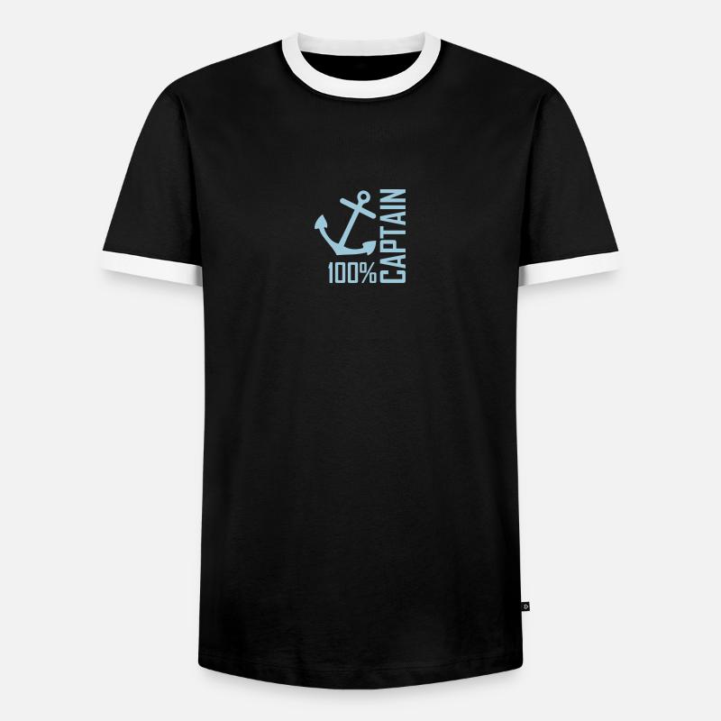 100% captain - Men's Ringer Shirt - black/white
